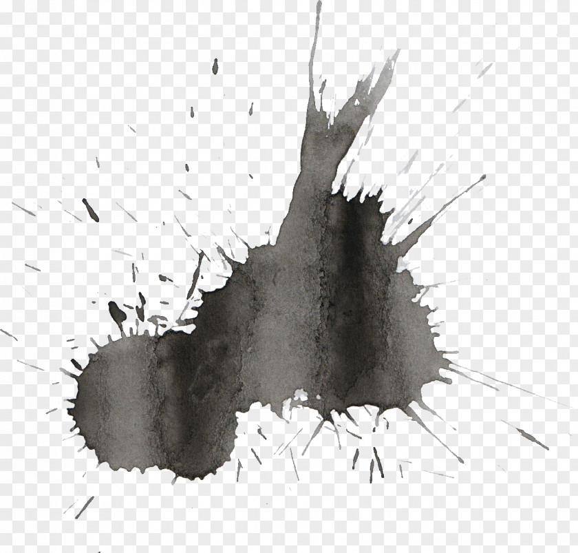 Splatter Watercolor Painting Drawing Black And White Sketch PNG
