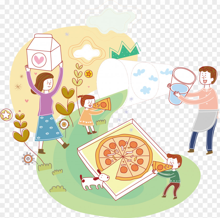 Family Picnic Vector Illustration PNG