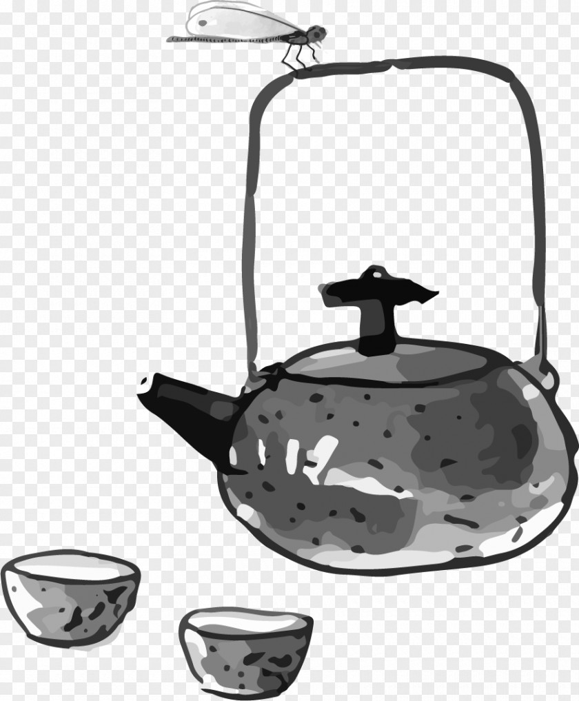Ink China Wind Creative Teapot Chinese Cuisine Wash Painting PNG