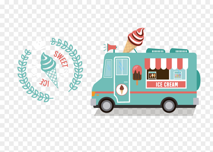 Vector Ice Cream Truck Doughnut Fast Food Take-out PNG