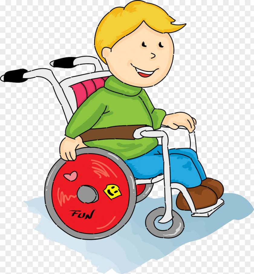 A Child In Wheelchair Disability Cartoon Illustration PNG