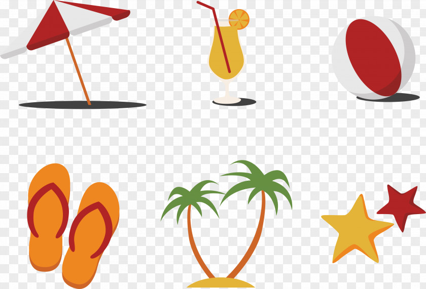 Vector Illustration Beach Utensils Euclidean Clip Art PNG