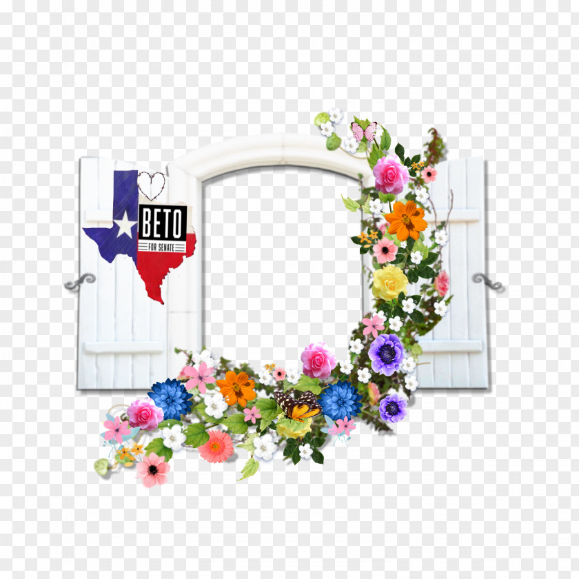 Country Window Frames Floral Design PNG