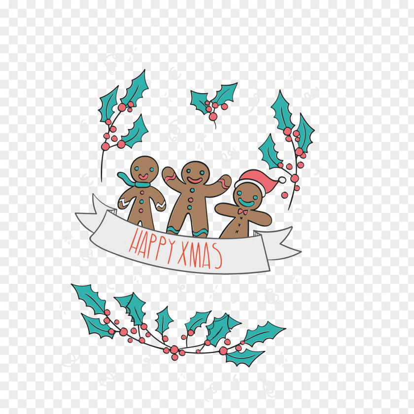 Gingerbread Man Cartoon Christmas Greeting Card Vector Euclidean PNG