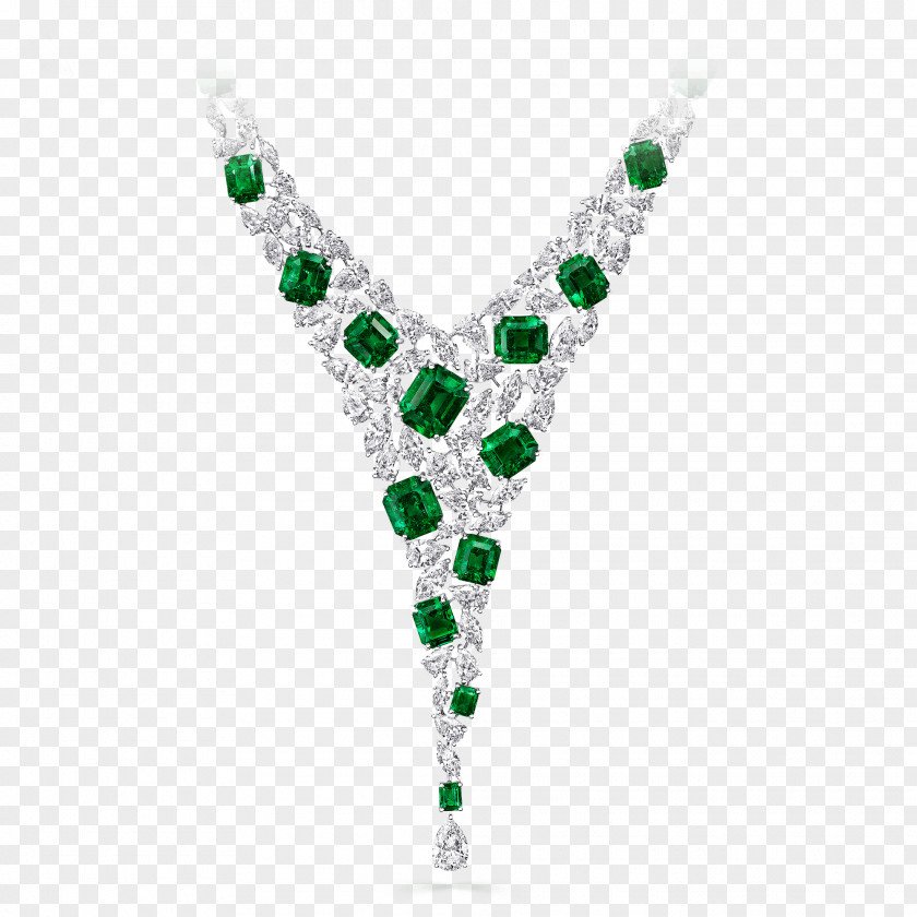 Emerald Necklace Jewellery Graff Diamonds PNG