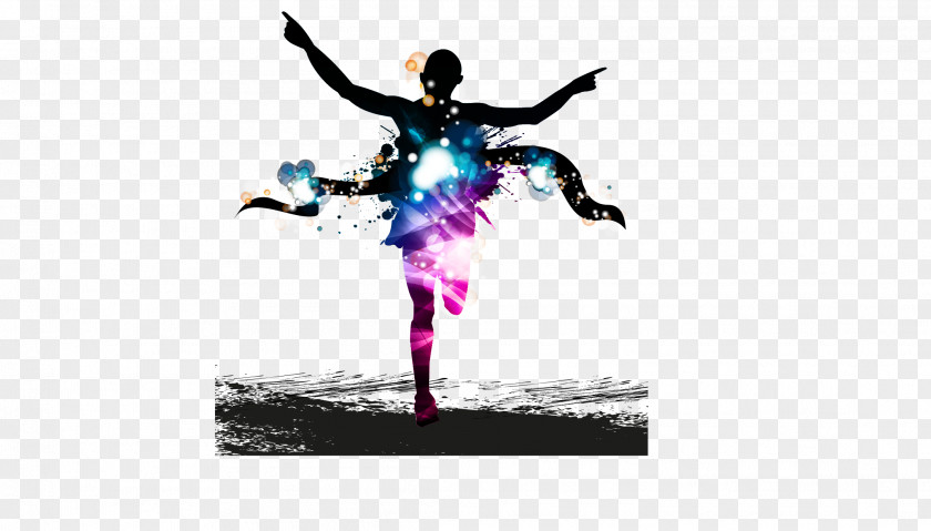 Vector Colorful Hand-painted Dancers Sport Download PNG