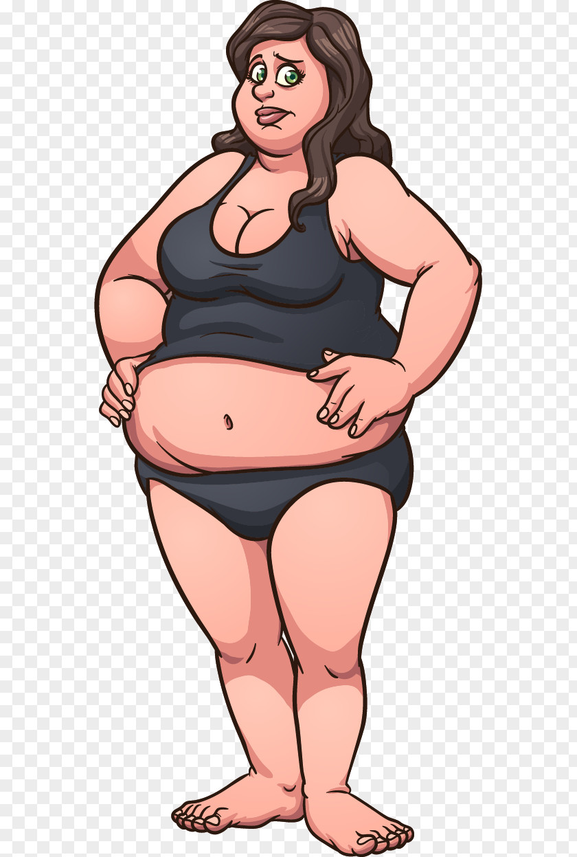 Vector Painted Fat Woman Adipose Tissue Obesity Royalty-free Clip Art PNG
