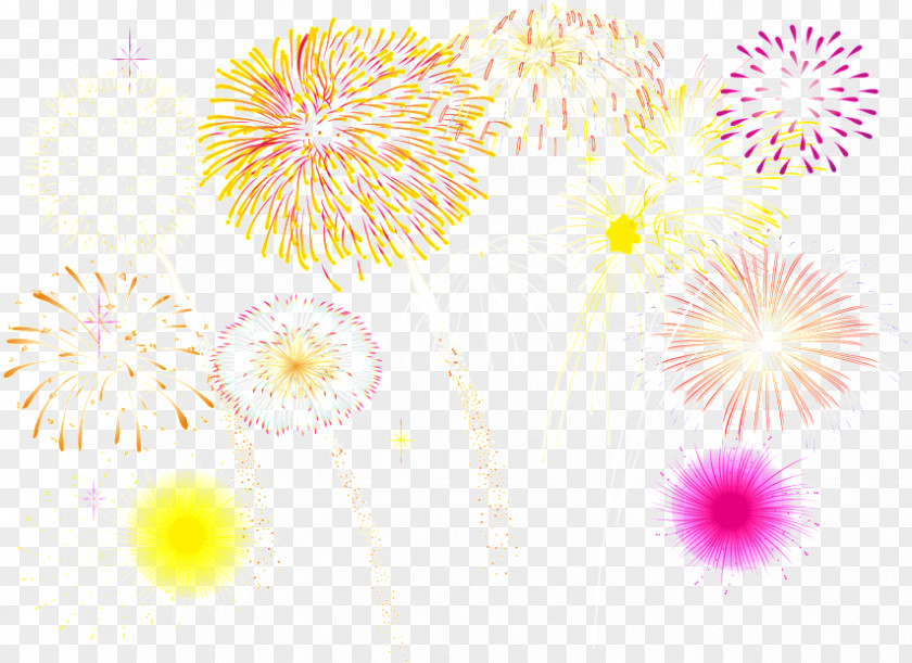 Yellow Flower Fireworks Plant Pattern PNG