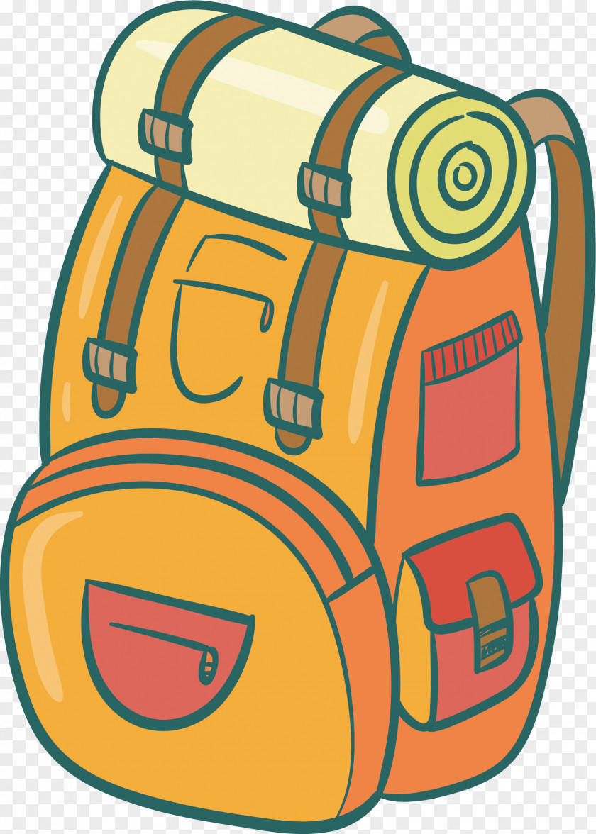 Khaki Hand-painted Backpack Travel Bag Clip Art PNG
