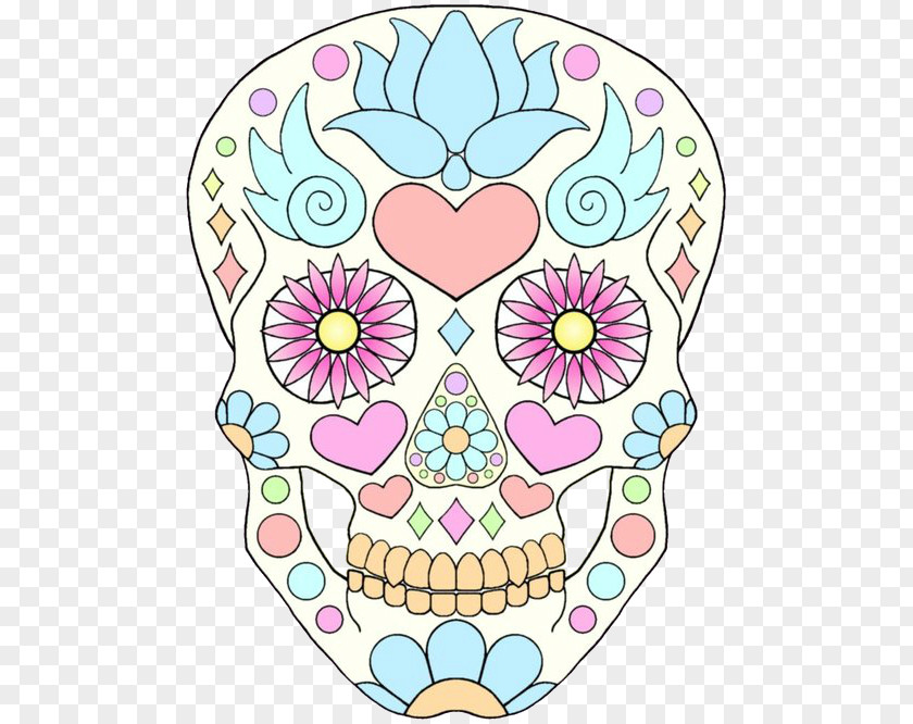 Skull Calavera Day Of The Dead Pastel Floral Design PNG