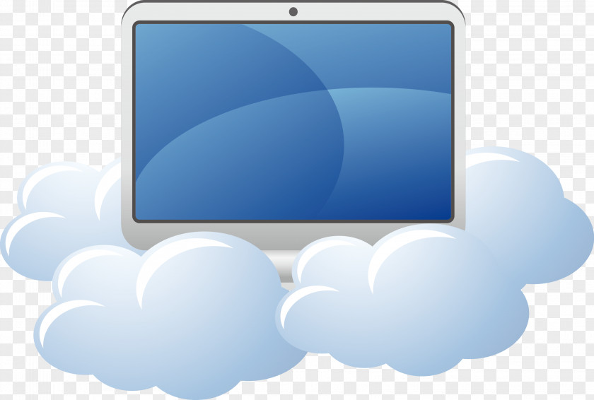 Vector Computer Cloud Service Material Monitor Blue Sky Wallpaper PNG