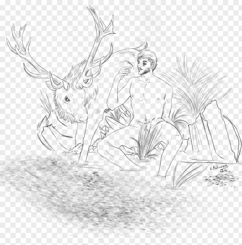 Deer Hare Line Art Sketch PNG