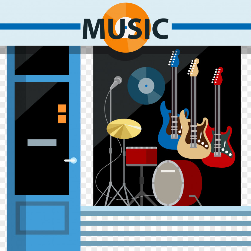 Vector Store Musical Instrument Guitar Graphic Design PNG
