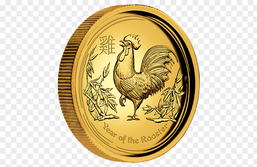 Year Quarters Rooster Perth Mint Gold Coin PNG
