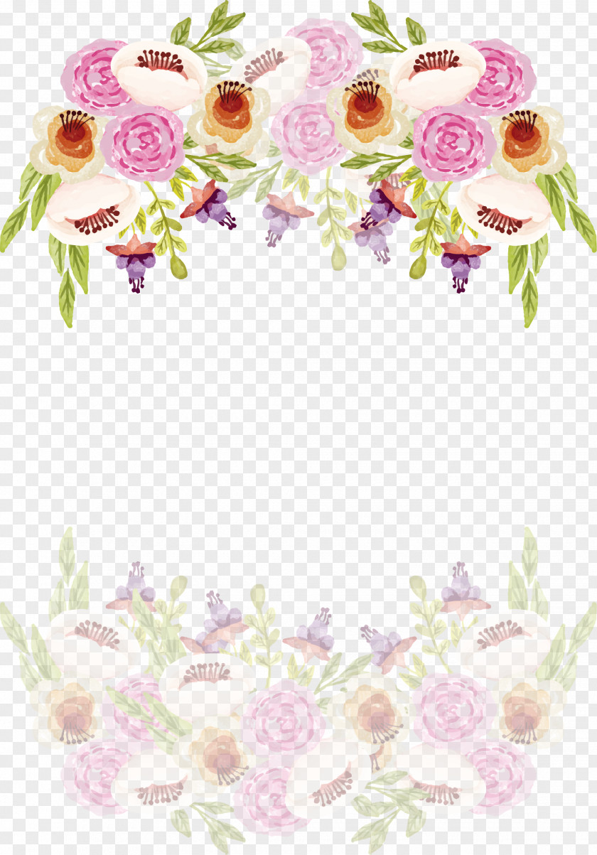 Romantic Watercolor Border Of Camellia Wedding Invitation PNG
