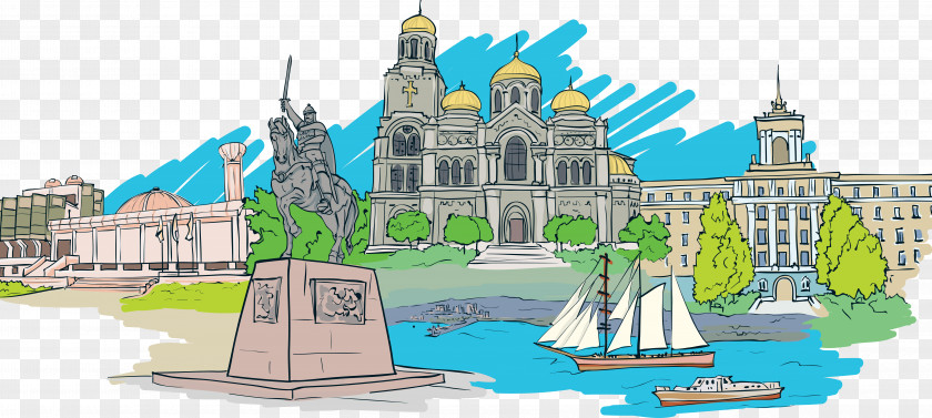 Vector City Varna Euclidean Postcard Illustration PNG