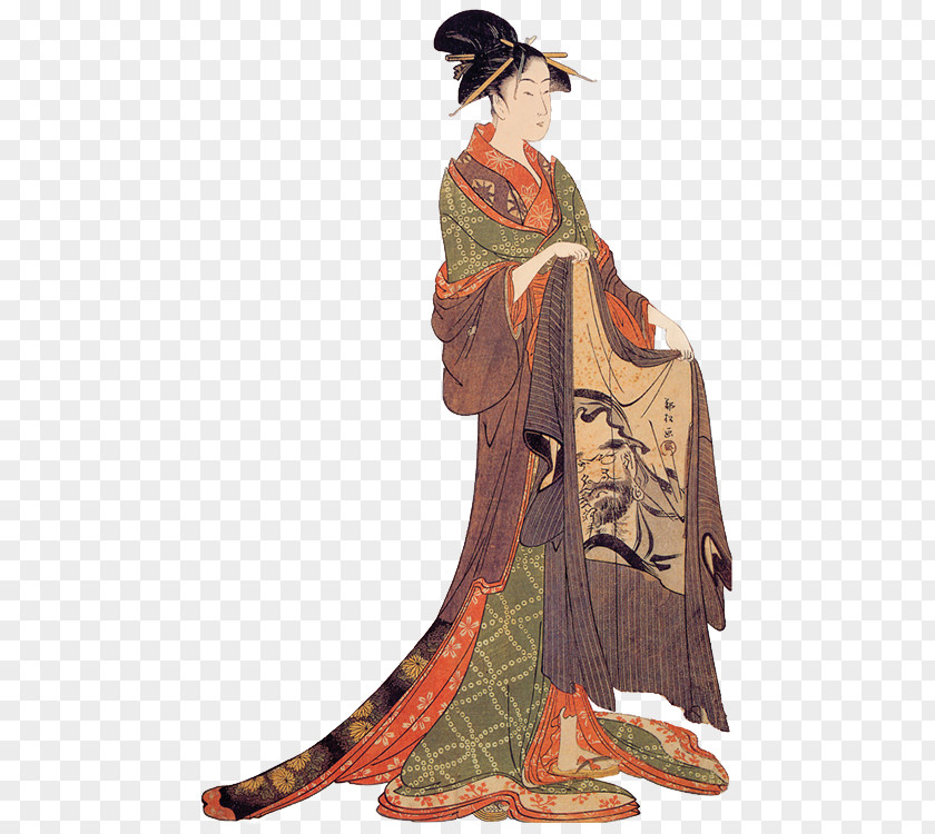 Ancient Japanese Women Illustration Yoshiwara LAlmanach Des Maisons Vertes Ukiyo-e Printmaking Art PNG