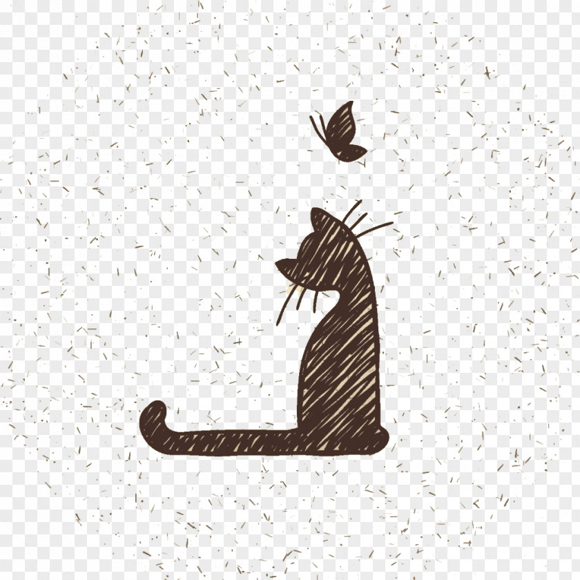 Hand Drawn Cat And Butterfly T-shirt Kitten Whiskers Dog PNG