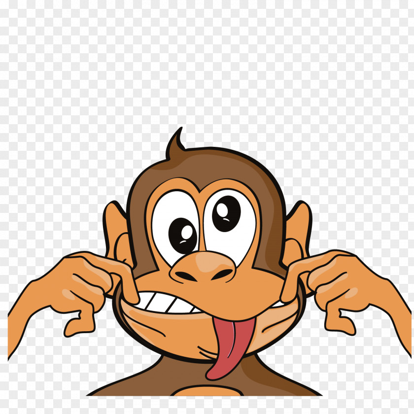 Vector Cartoon Little Monkey Face Illustration PNG