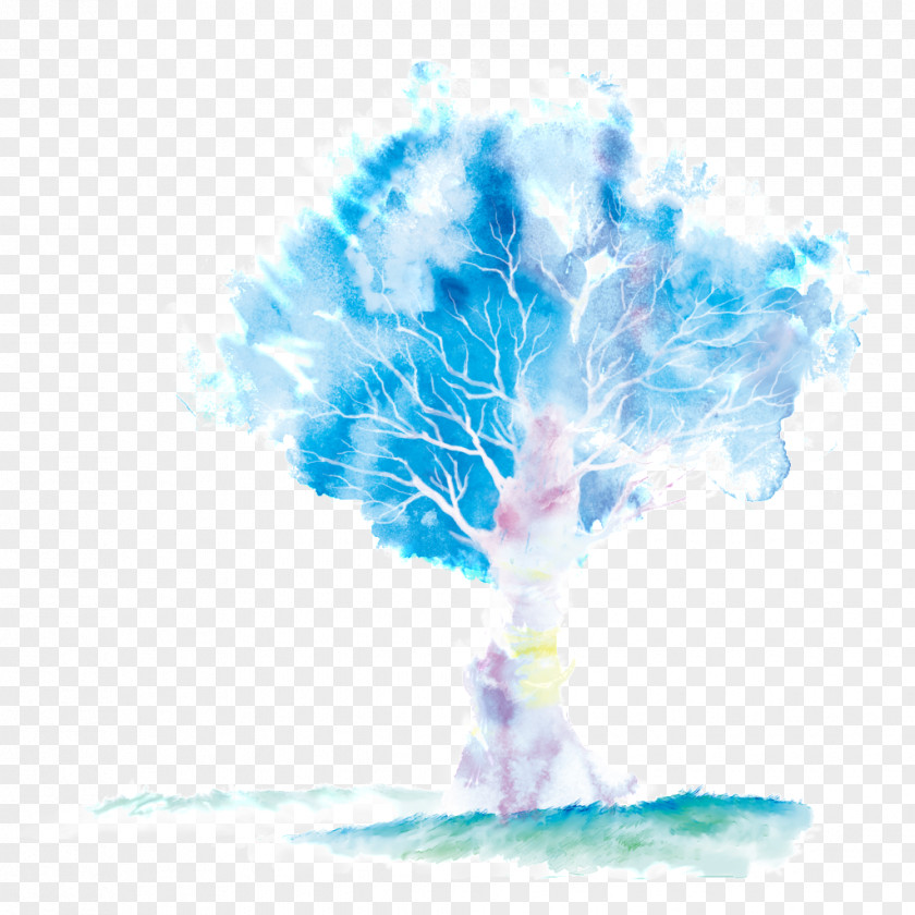 Watercolor Tree Paper Painting Illustration PNG