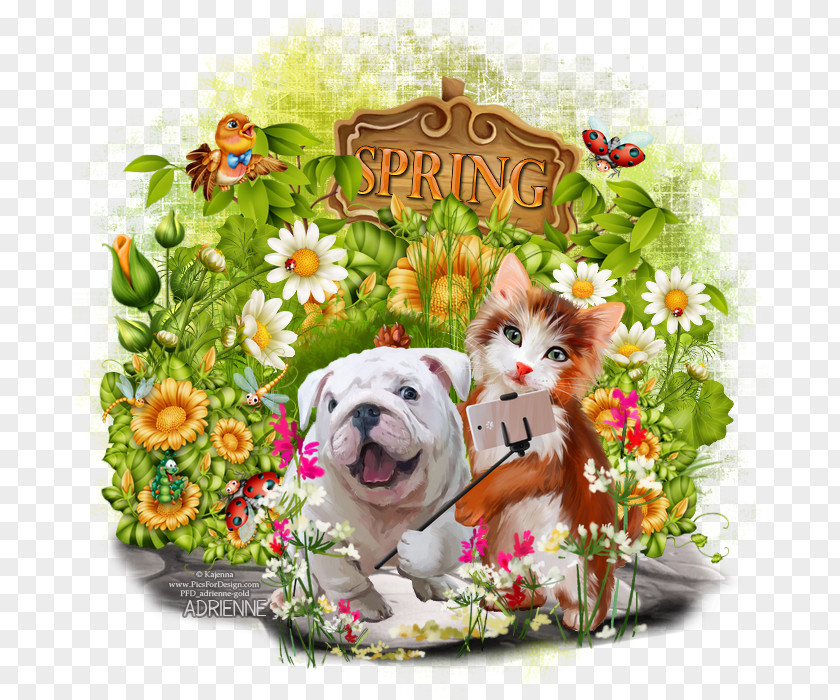 Puppy Dog Breed Floral Design PNG