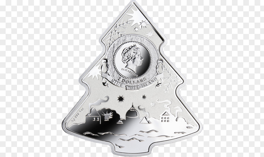 Silver Coin Christmas Tree PNG