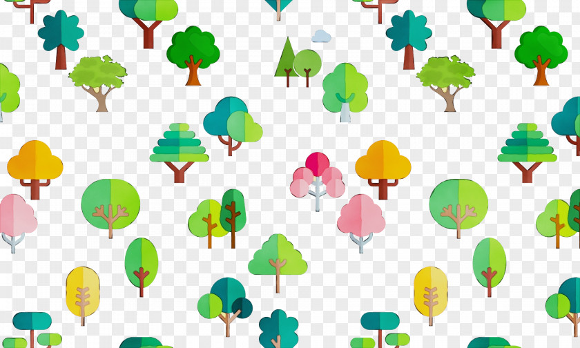 Leaf Green Pattern M-tree Line PNG