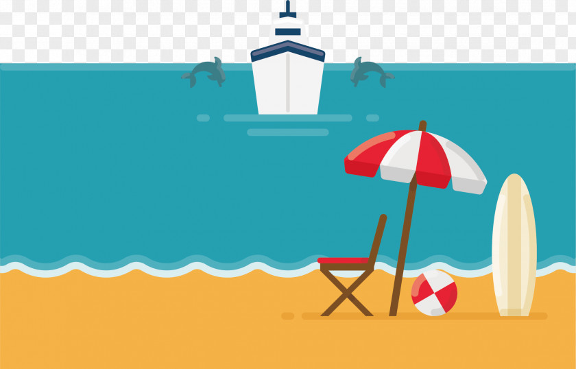 Beach Vacation Vector Illustration PNG