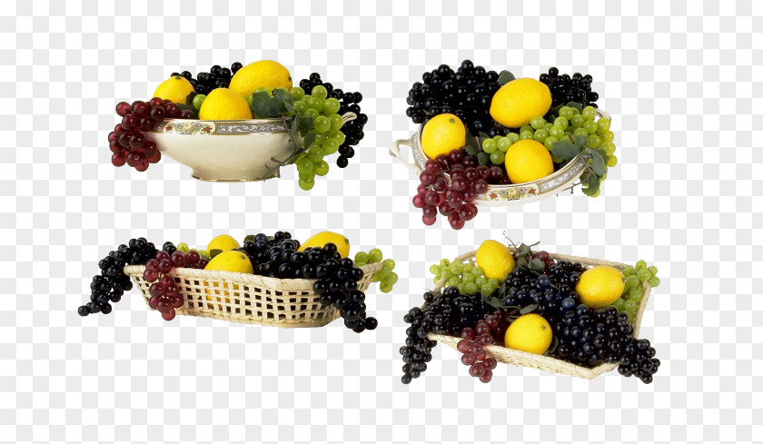 Grapes And Lemon Grape Wine Basket Of Fruit PNG