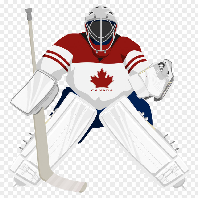 Hand-painted Hockey Player National League Goaltender Ice Clip Art PNG