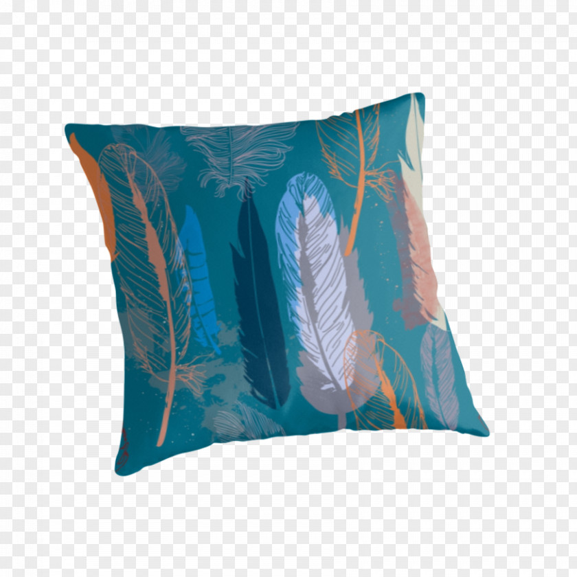 Feather Calendar Throw Pillows Cushion Turquoise PNG