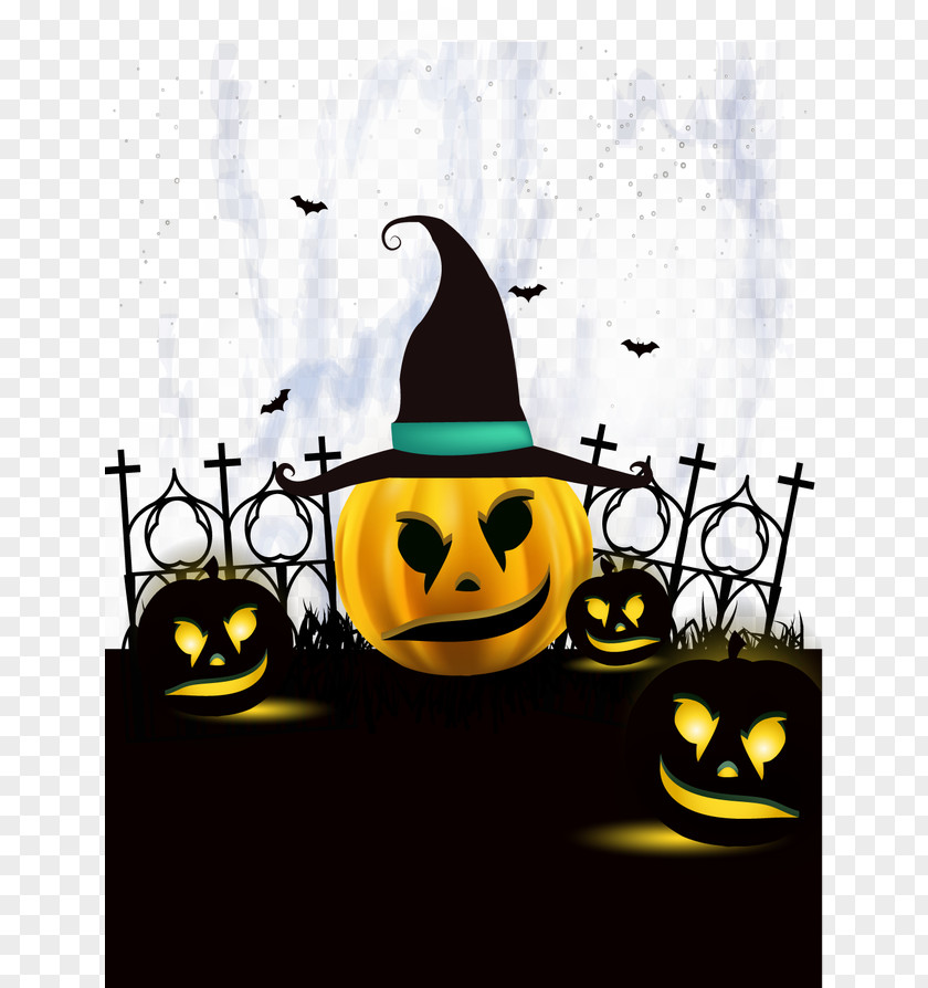 Halloween Party Poster Pumpkin And Witch Hat Jack-o'-lantern Trick-or-treating PNG
