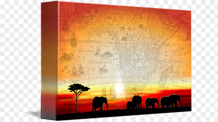 African Sunset Painting Canvas Print Digital Art Printing PNG