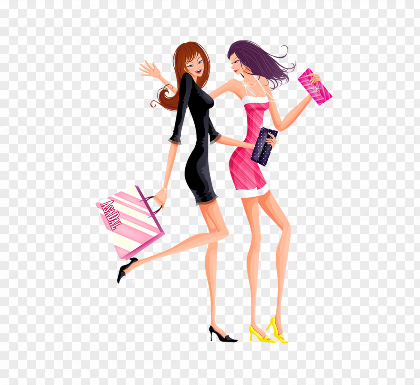 Cartoon Slim Fashion Shopping Women Designer PNG