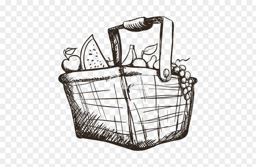 Fruits Basket Of Fruit Drawing PNG