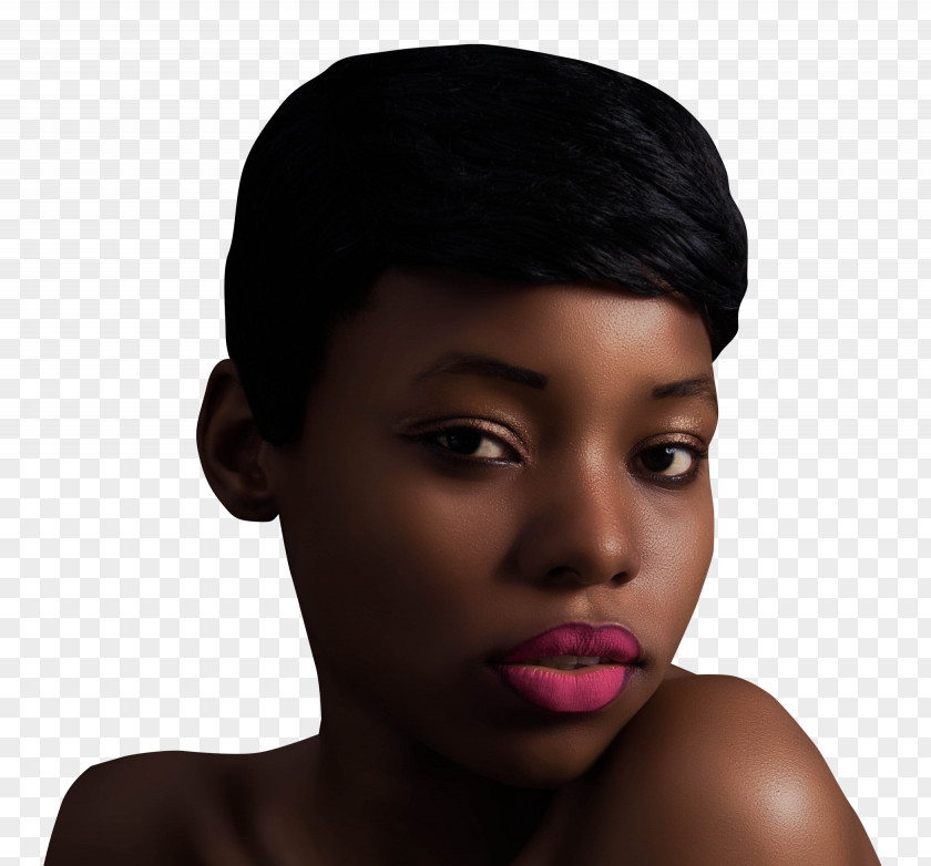Beautiful Black Woman With Glossy Makeup Beauty PNG