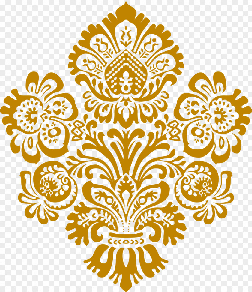 Gold Flower Damask Clip Art PNG