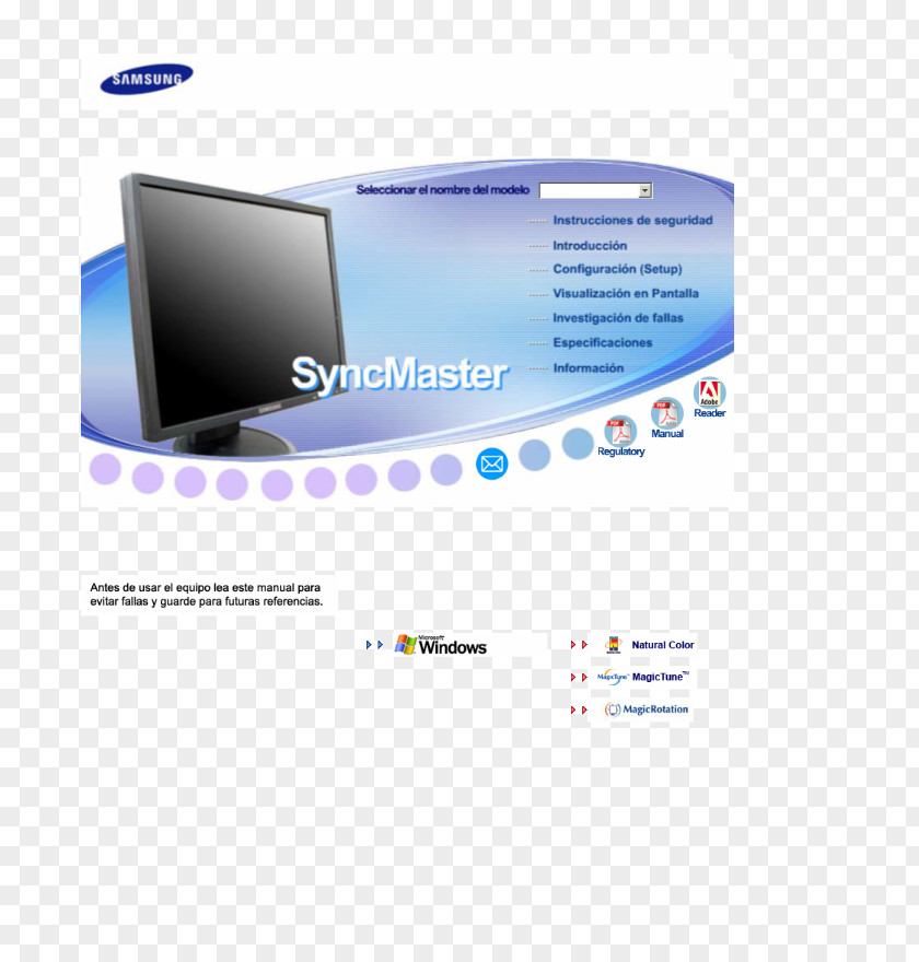 Samsung Computer Monitors SyncMaster 2032NW Product Manuals 910T PNG