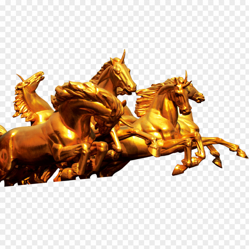 Gold Horse Sculpture Download PNG
