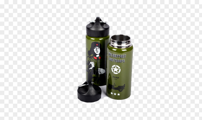 Army Fans Outdoor Stainless Steel Insulation Cup Wide Mouth Military Canteen Water Bottle PNG