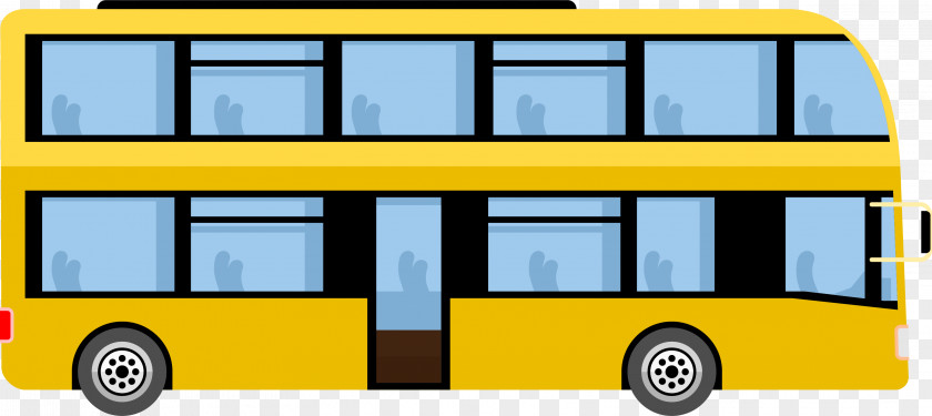 Yellow Double Bus Double-decker Car School PNG