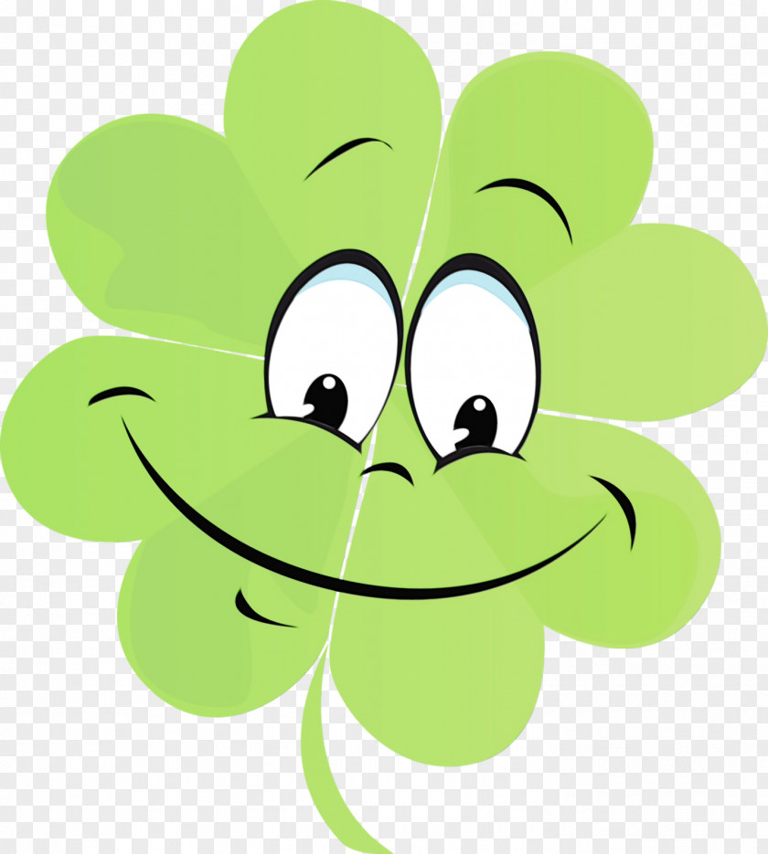 Green Cartoon Leaf Smile Plant PNG