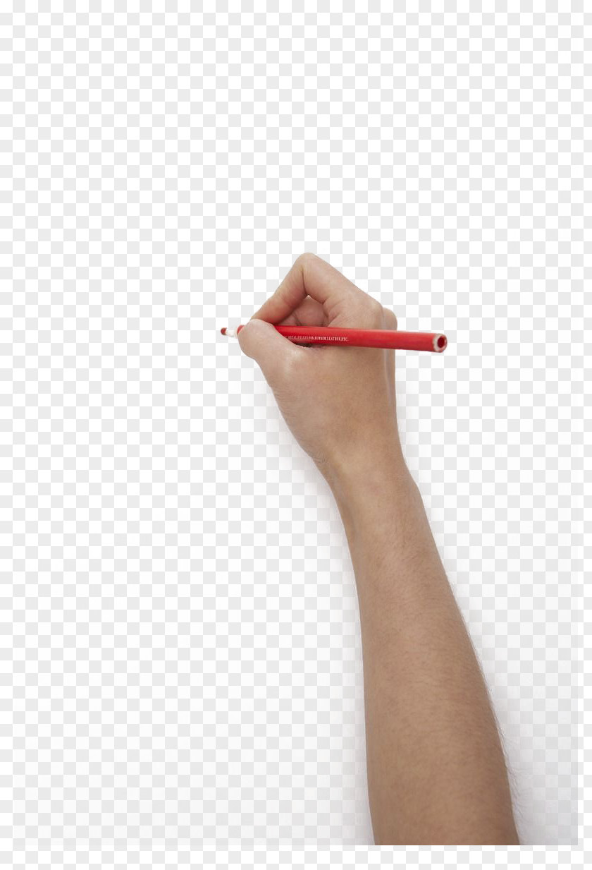 Holding A Red Pencil To Write Handwriting PNG