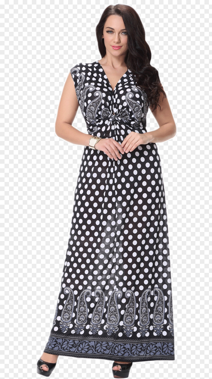 Plus-size Clothing Dress Polka Dot Sleeve Neckline PNG