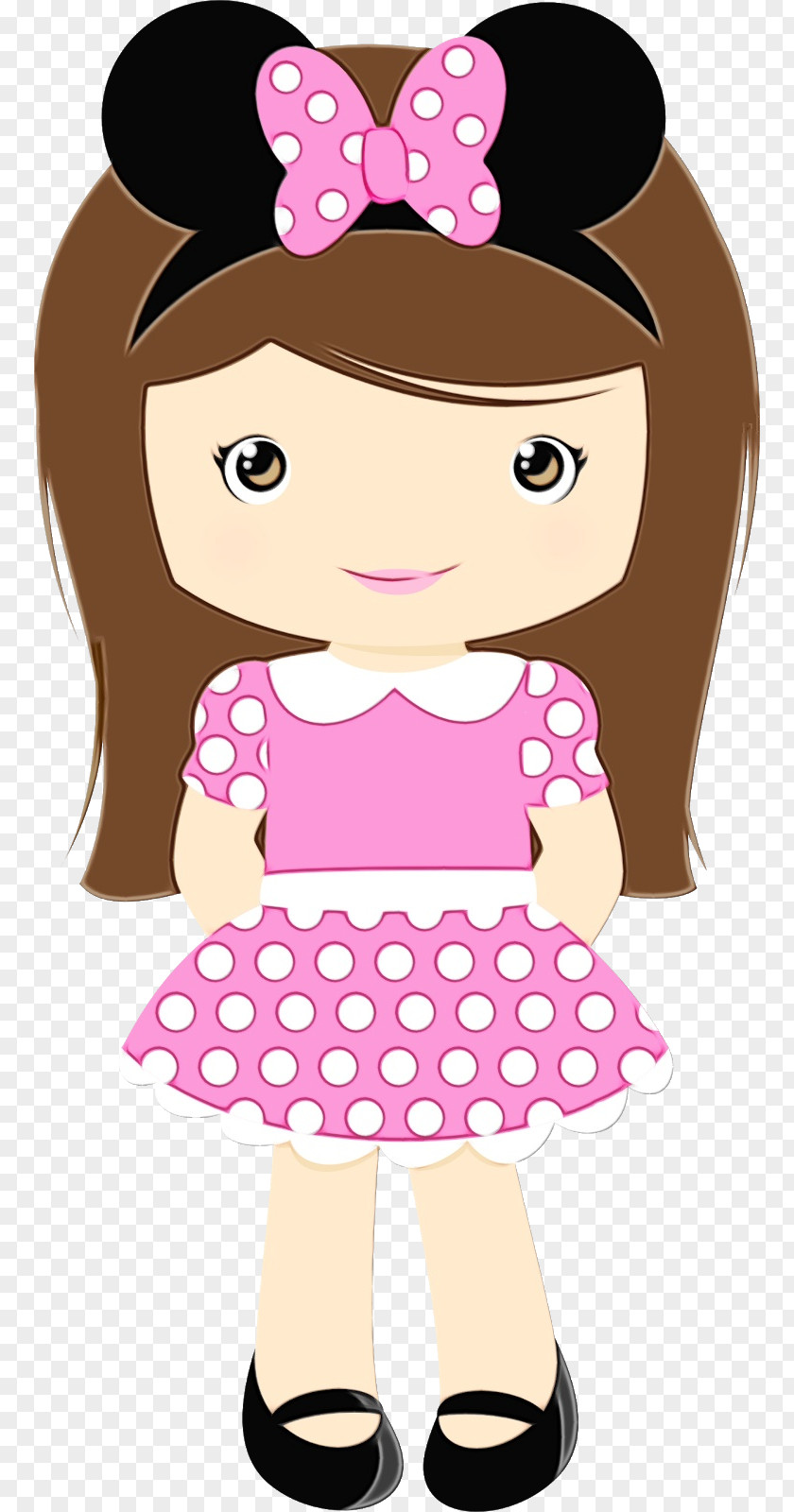 Child Brown Hair Polka Dot PNG