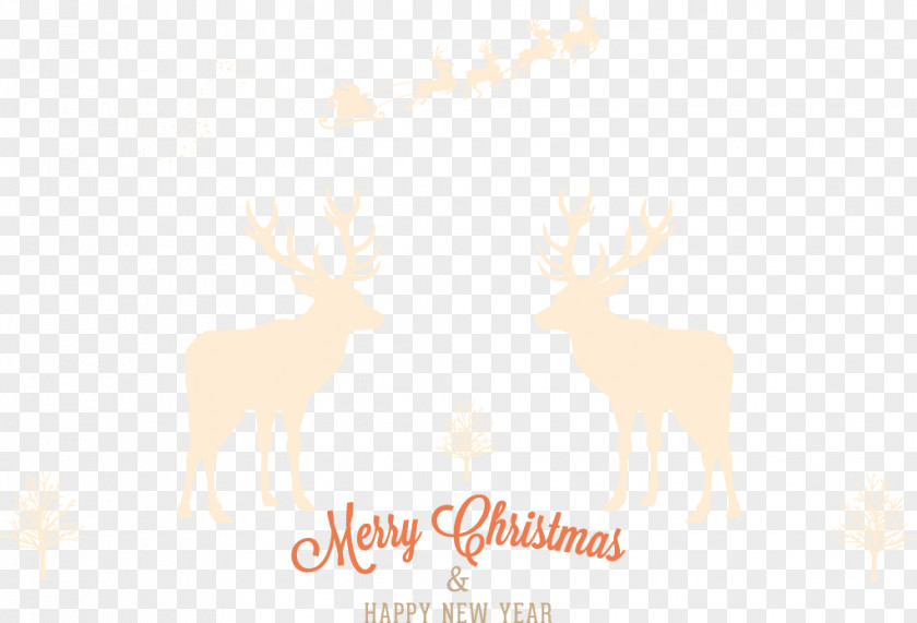 Vector Retro Santa's Sleigh Reindeer Yellow Pattern PNG