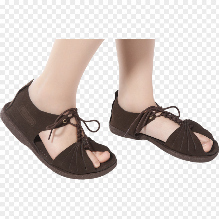 Sandal Suede High-heeled Shoe Brown PNG