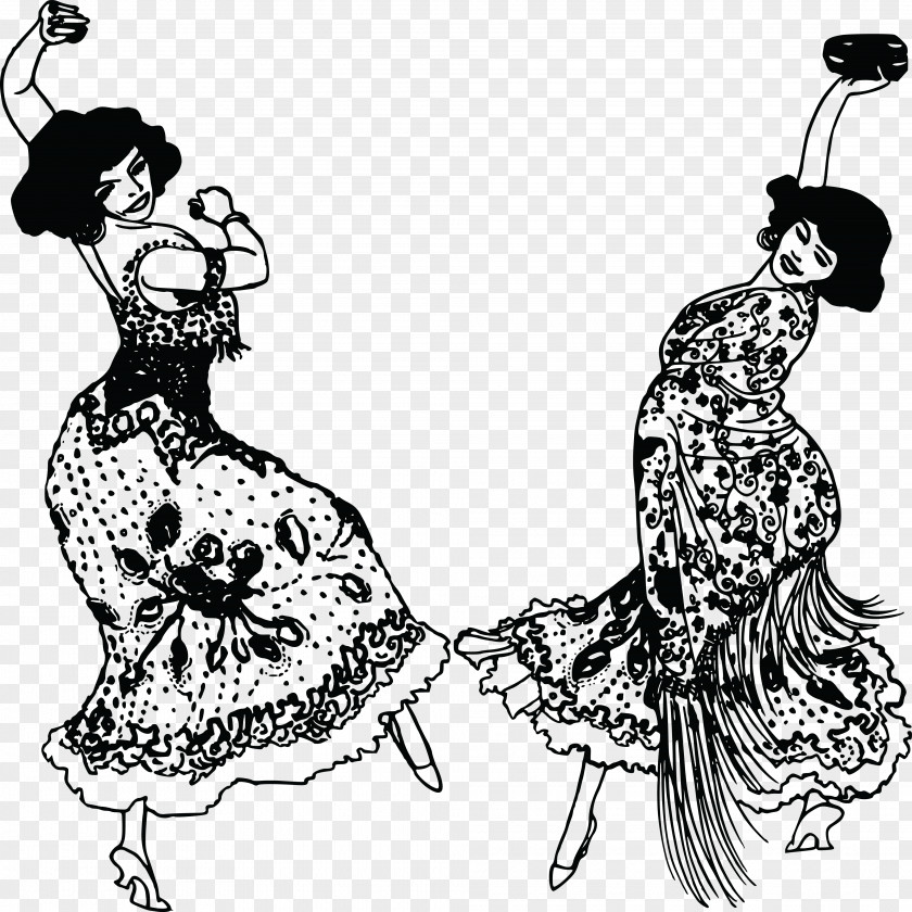 Dancers Black And White Spanish Clip Art PNG