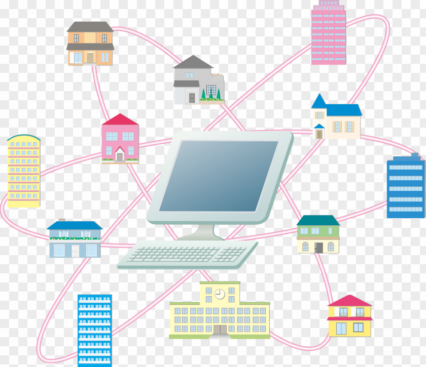 Internet City Cartoon Drawing Illustration PNG