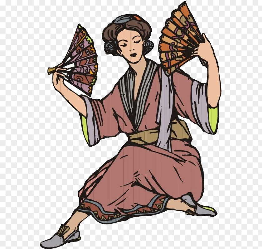 Take The Fan Dance Ancient Woman Lady With A Hand PNG